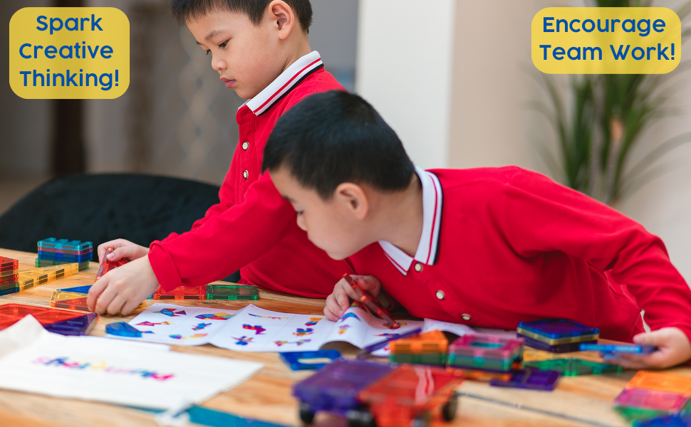 PlumoToys® 62 PCS Magnetic tiles|Educational Preschool building & construction toys Stimulates Creativity Fun Learning Teaches Shapes & Colors|Best Toys Gift|Ages 3 4 5 6 7 8 9+