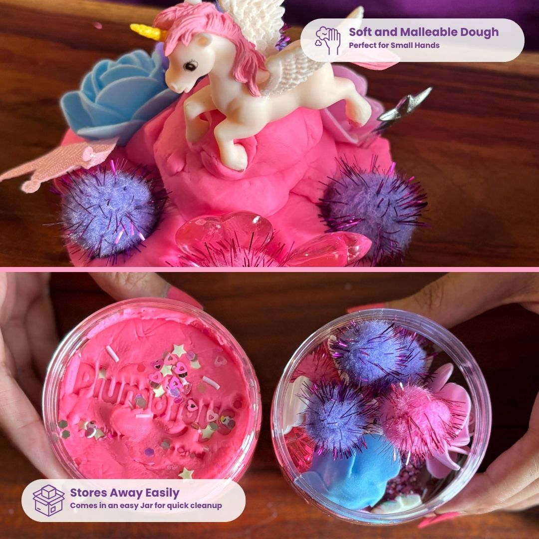 Unicorn Sensory Dough Jar Kit for Kids - Magical Activity with Mythical Charms & Sparkles - Travel Toy & Party Favor (Unicorn Sprinkle)