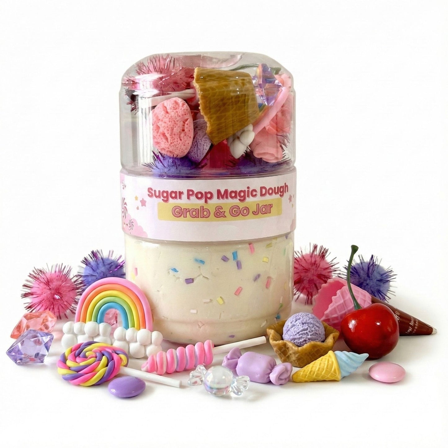 Candy Shop Sensory Dough Jar Kit for Kids - Pretend Play Activity with Sweet Treat Charms & Sprinkles - Travel Toy & Party Favor (Candy Shop)