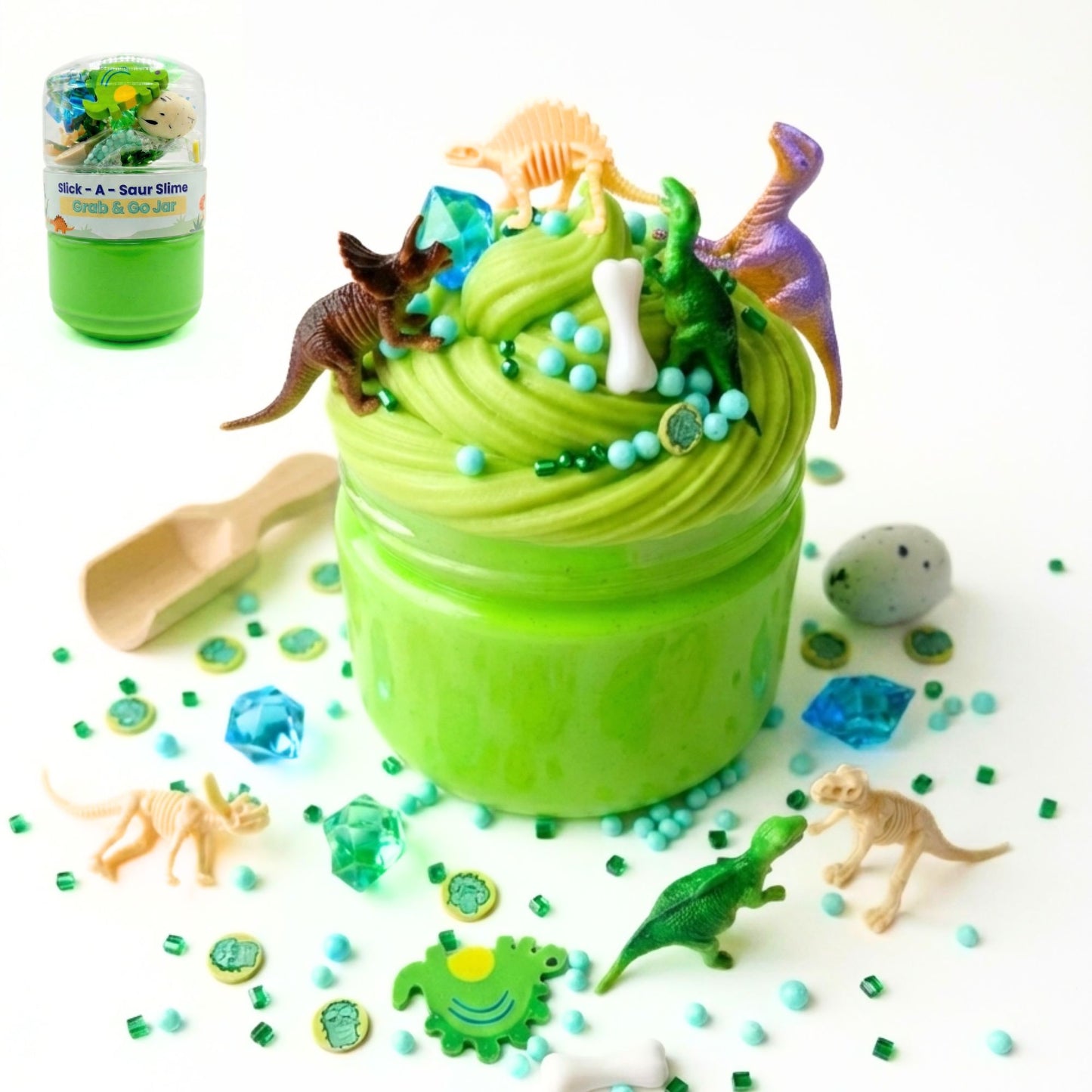 Dino Adventure Slime Jar Kit – Grab & Go Sensory Slime with Dinosaur Charms for Kids