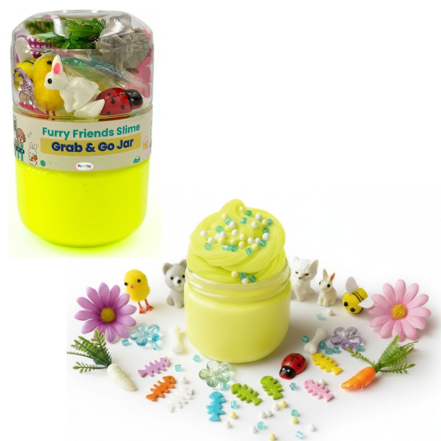 Pet Friends Slime Jar Kit – Grab & Go Sensory Slime with Cute Animal Charms for Kids