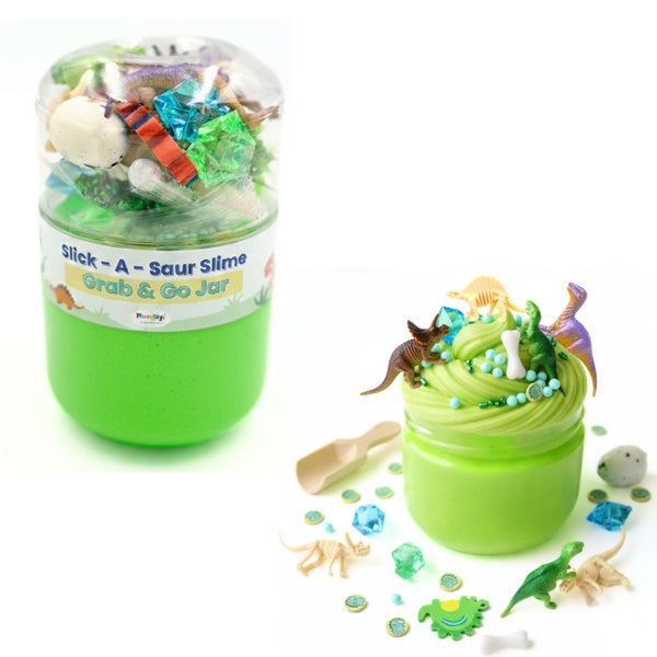 Dino Adventure Slime Jar Kit – Grab & Go Sensory Slime with Dinosaur Charms for Kids