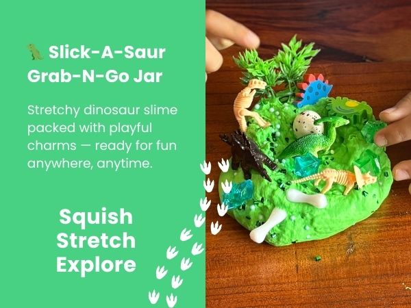 Dino Adventure Slime Jar Kit – Grab & Go Sensory Slime with Dinosaur Charms for Kids