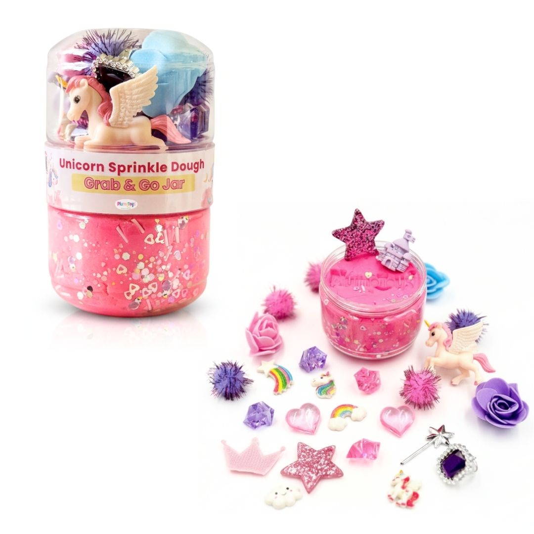Unicorn Sensory Dough Jar Kit for Kids - Magical Activity with Mythical Charms & Sparkles - Travel Toy & Party Favor (Unicorn Sprinkle)