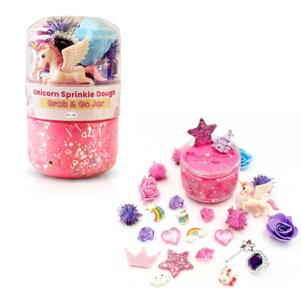 Unicorn Sensory Dough Jar Kit for Kids - Magical Activity with Mythical Charms & Sparkles - Travel Toy & Party Favor (Unicorn Sprinkle)