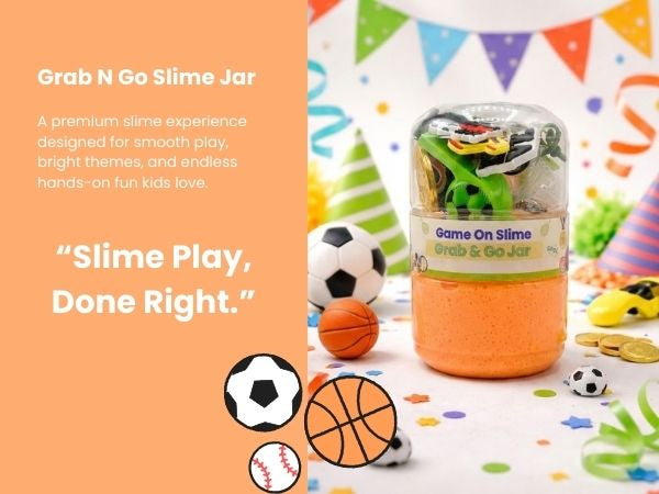 Sports Stars Slime Jar Kit – Grab & Go Sensory Slime with Sports Charms for Kids