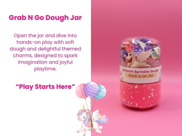 Unicorn Sensory Dough Jar Kit for Kids - Magical Activity with Mythical Charms & Sparkles - Travel Toy & Party Favor (Unicorn Sprinkle)