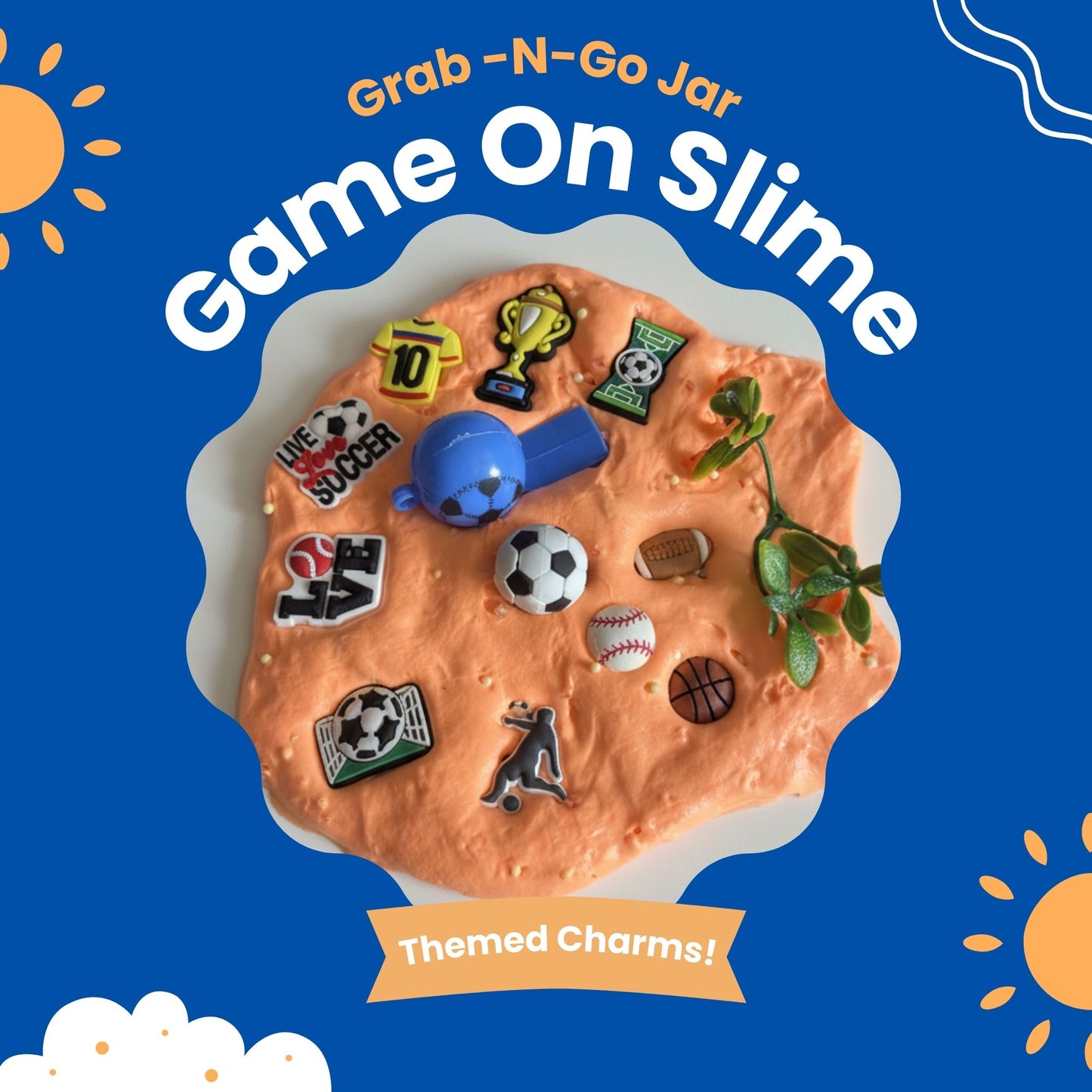 Sports Stars Slime Jar Kit – Grab & Go Sensory Slime with Sports Charms for Kids