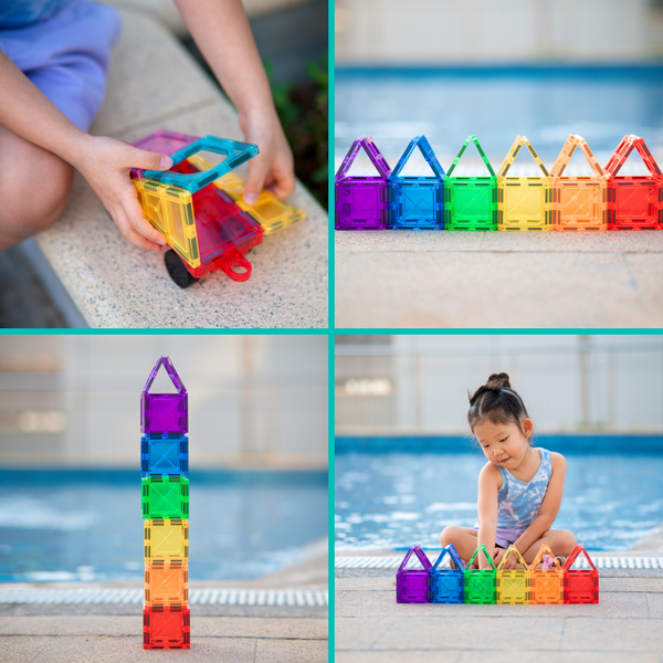 PlumoToys® 120 PCS Magnetic Tiles Building Blocks Set - STEM Learning & Educational Toy for Kids - Durable, Safe & Non-Toxic -toys for Girls Boys ages 3 4 5 6 7 8