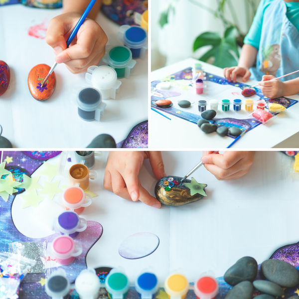 Galaxy Version | Arts & Crafts Kit for Girls & Boys Galaxy Rock Painting Kit for kids | Spark Creativity and Imagination Gift for Kids Ages 5, 6, 7, 8, 9 +