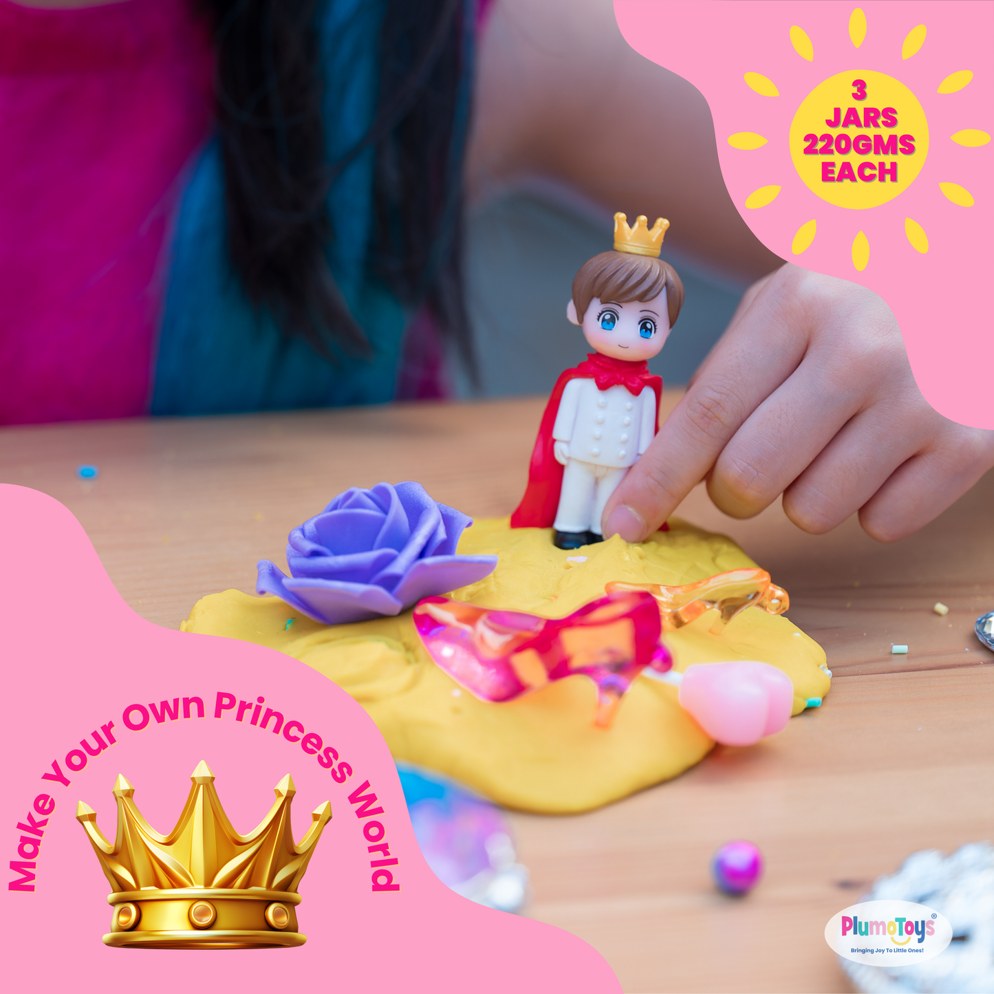 Princess Sensory Dough Kit – 3 Soft Dough Jars with Royal Charms & Tools – Creative Toys for Kids Ages 3-6, Screen-Free Indoor Activity for Girls and Boys
