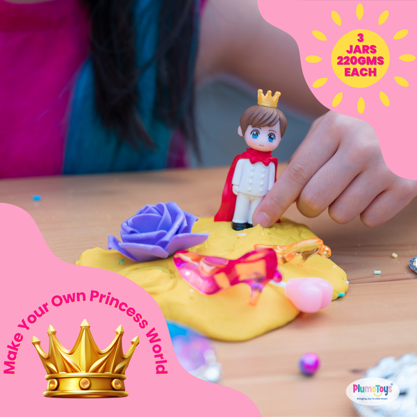 Princess Sensory Dough Kit – 3 Soft Dough Jars with Royal Charms & Tools – Creative Toys for Kids Ages 3-6, Screen-Free Indoor Activity for Girls and Boys