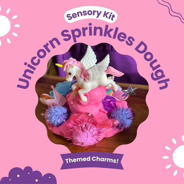Unicorn Sensory Dough Jar Kit for Kids - Magical Activity with Mythical Charms & Sparkles - Travel Toy & Party Favor (Unicorn Sprinkle)
