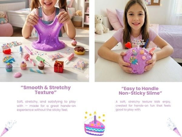 Happy Birthday Purple Slime Jar Kit – Grab & Go Sensory Slime Party Favor with Themed Charms for Kids