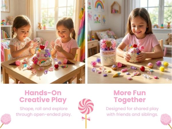 Candy Shop Sensory Dough Jar Kit for Kids - Pretend Play Activity with Sweet Treat Charms & Sprinkles - Travel Toy & Party Favor (Candy Shop)