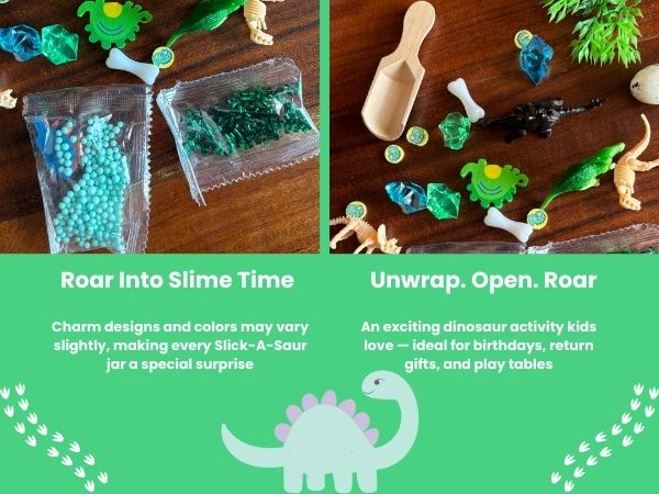 Dino Adventure Slime Jar Kit – Grab & Go Sensory Slime with Dinosaur Charms for Kids