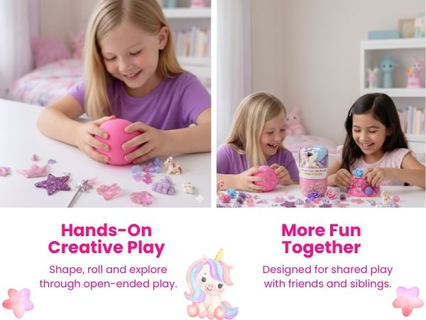 Unicorn Sensory Dough Jar Kit for Kids - Magical Activity with Mythical Charms & Sparkles - Travel Toy & Party Favor (Unicorn Sprinkle)