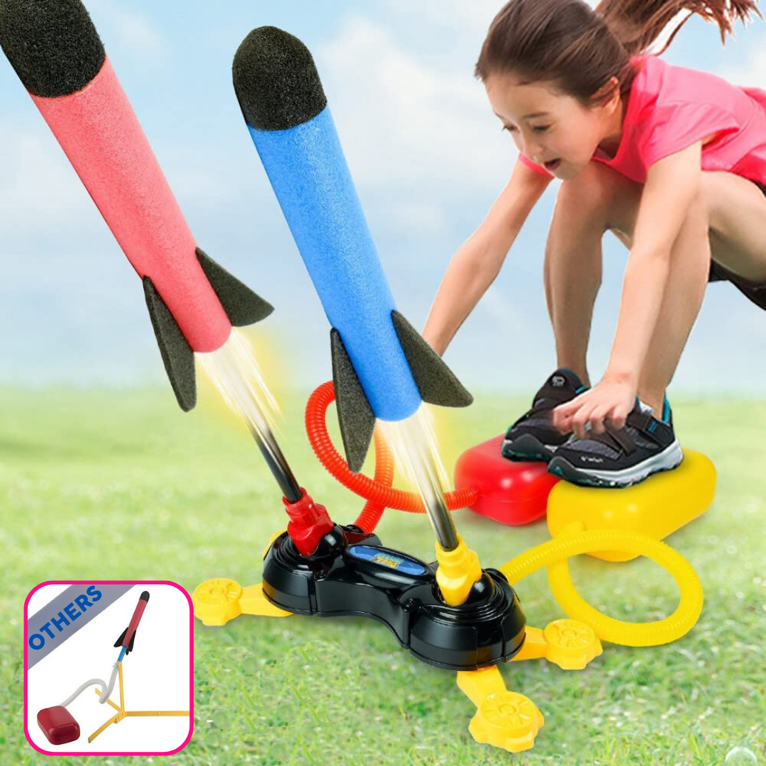 PlumoToys Dual Stomp Rocket Launcher Toy for Kids| Stomp Kids Foam Rockets With Foam Rockets |Shoots Up to 100 Feet|Gift Toys for 10