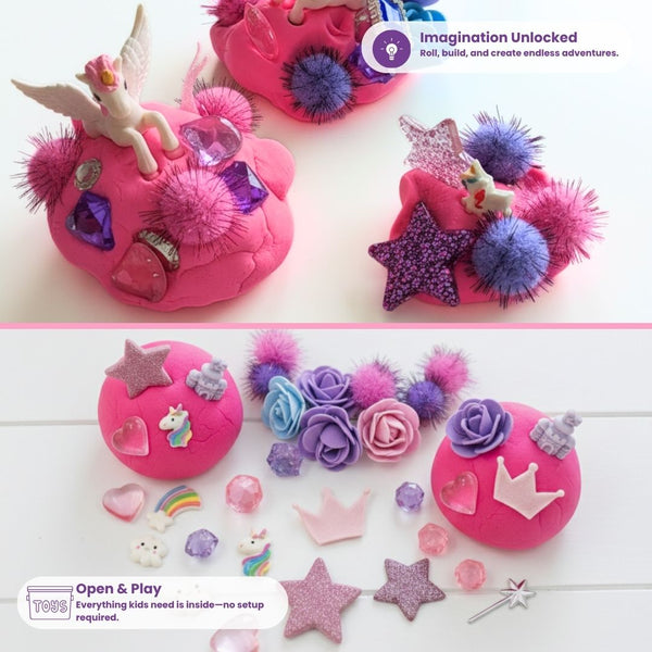 Unicorn Sensory Dough Jar Kit for Kids - Magical Activity with Mythical Charms & Sparkles - Travel Toy & Party Favor (Unicorn Sprinkle)