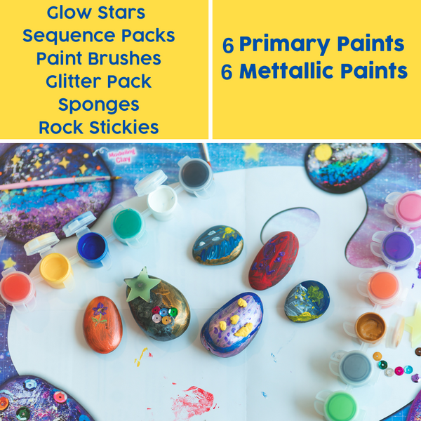 Galaxy Version | Arts & Crafts Kit for Girls & Boys Galaxy Rock Painting Kit for kids | Spark Creativity and Imagination Gift for Kids Ages 5, 6, 7, 8, 9 +