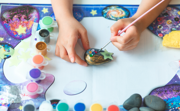 Galaxy Version | Arts & Crafts Kit for Girls & Boys Galaxy Rock Painting Kit for kids | Spark Creativity and Imagination Gift for Kids Ages 5, 6, 7, 8, 9 +