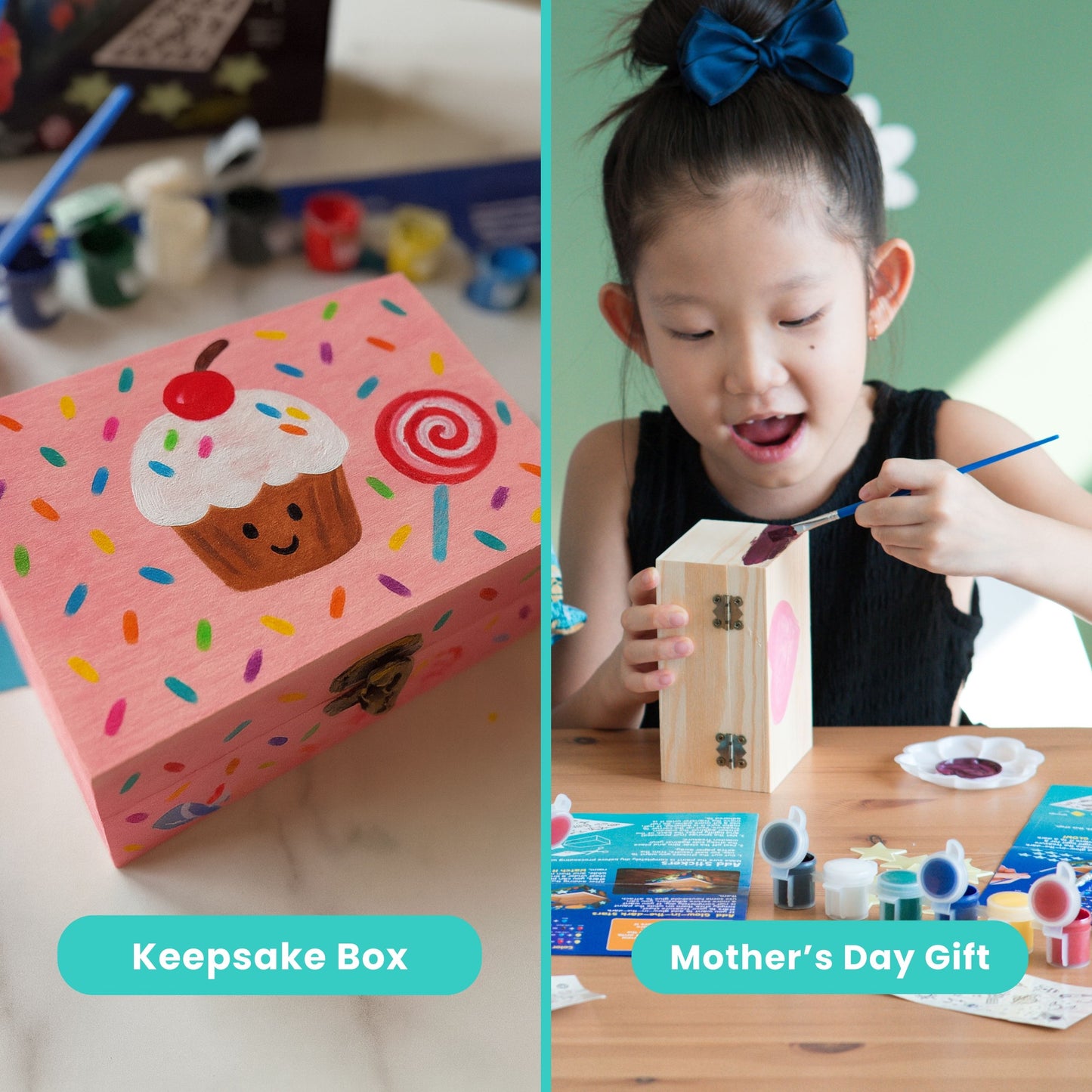 PlumoToys All-In-One DIY Wooden Treasure Box Painting Kit for Kids -Gift for Boys and Girls of All Ages, Use as Memory box Halloween box Jewelry box