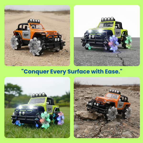 RC Stunt Drift Truck with LED Light-Up Wheels – 360° Rotation All-Terrain Remote Control Crawler Off-Road Vehicle Toy for Kids
