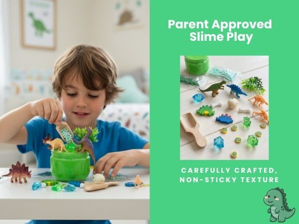 Dino Adventure Slime Jar Kit – Grab & Go Sensory Slime with Dinosaur Charms for Kids