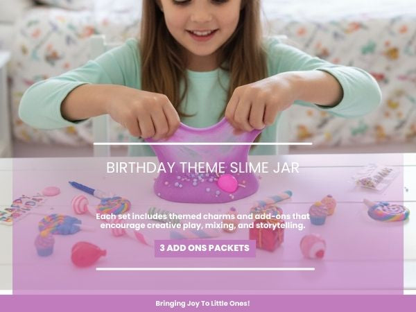 Happy Birthday Purple Slime Jar Kit – Grab & Go Sensory Slime Party Favor with Themed Charms for Kids