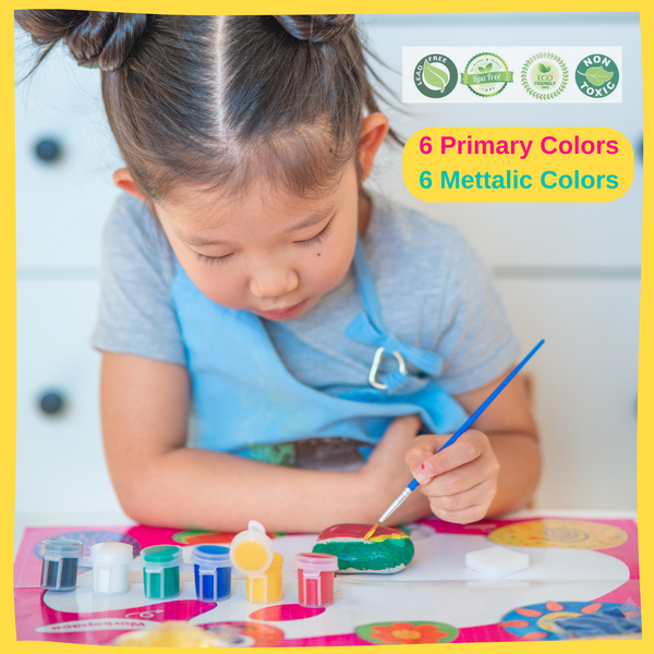 PlumoToys® Rock Painting Kit for Kids - Arts and Crafts for Girls & Boys Ages 6-12 - Craft Kits Art Set Supplies for Painting Rocks - Best Tween Paint Gift, Kids Activities Age 4 5 6 7 8 9 10