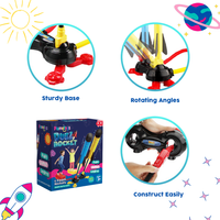 PlumoToys Dual Stomp Rocket Launcher Toy for Kids| Stomp Kids Foam Rockets With 6 Foam Rockets |Shoots Up to 100 Feet|Gift Toys for 3 4 5 6 7 8 9 10 11 Year Old Boys Girls