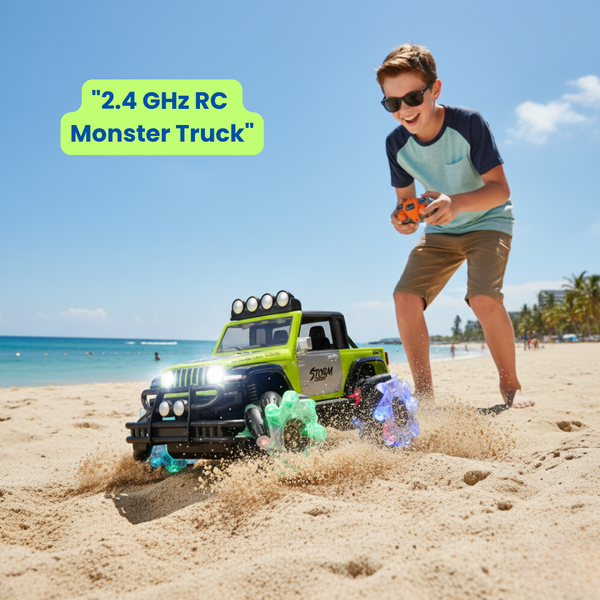 RC Stunt Drift Truck with LED Light-Up Wheels – 360° Rotation All-Terrain Remote Control Crawler Off-Road Vehicle Toy for Kids