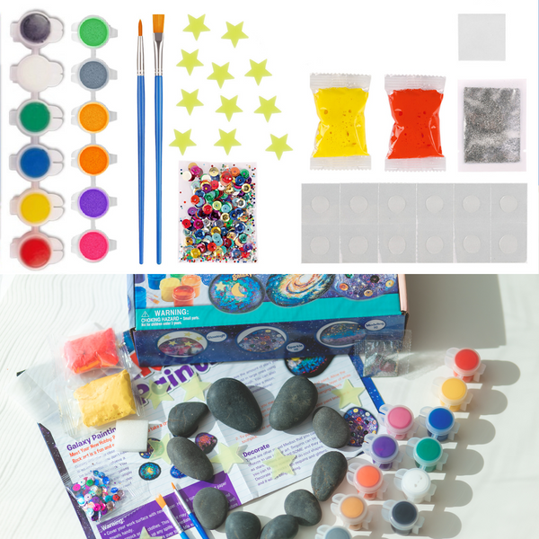 Galaxy Version | Arts & Crafts Kit for Girls & Boys Galaxy Rock Painting Kit for kids | Spark Creativity and Imagination Gift for Kids Ages 5, 6, 7, 8, 9 +