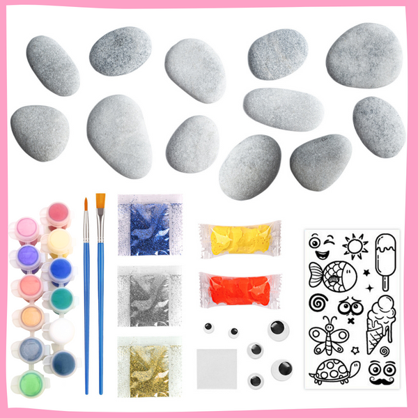 PlumoToys® Rock Painting Kit for Kids - Arts and Crafts for Girls & Boys Ages 6-12 - Craft Kits Art Set Supplies for Painting Rocks - Best Tween Paint Gift, Kids Activities Age 4 5 6 7 8 9 10