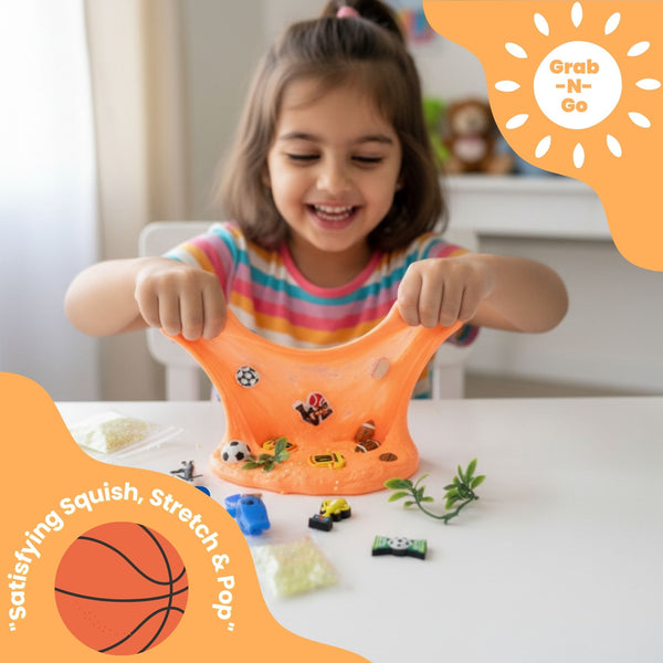 Sports Stars Slime Jar Kit – Grab & Go Sensory Slime with Sports Charms for Kids