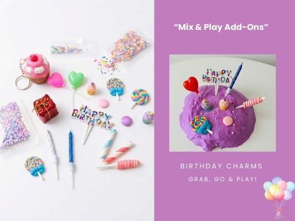 Happy Birthday Purple Slime Jar Kit – Grab & Go Sensory Slime Party Favor with Themed Charms for Kids