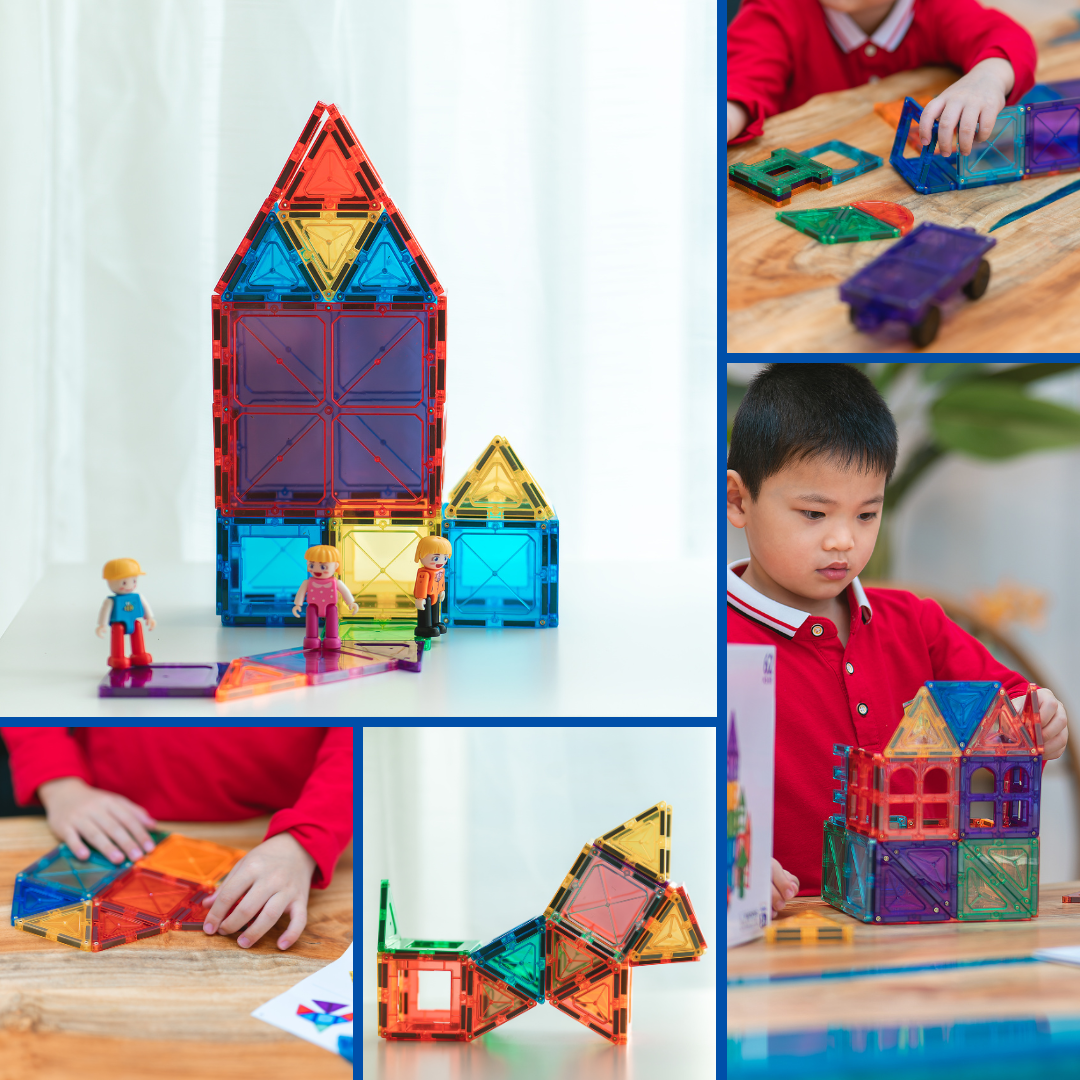 PlumoToys® 120 PCS Magnetic Tiles Building Blocks Set - STEM Learning –  Plumotoys