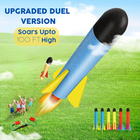 PlumoToys Dual Stomp Rocket Launcher Toy for Kids| Stomp Kids Foam Rockets With 6 Foam Rockets |Shoots Up to 100 Feet|Gift Toys for 3 4 5 6 7 8 9 10 11 Year Old Boys Girls