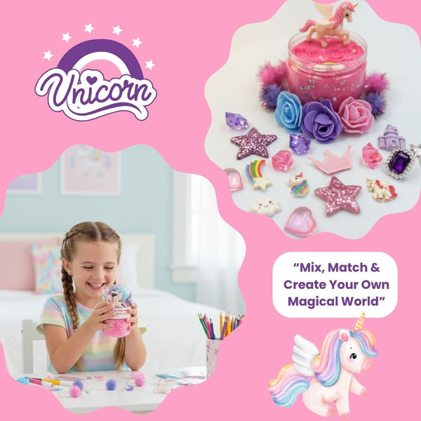 Unicorn Sensory Dough Jar Kit for Kids - Magical Activity with Mythical Charms & Sparkles - Travel Toy & Party Favor (Unicorn Sprinkle)