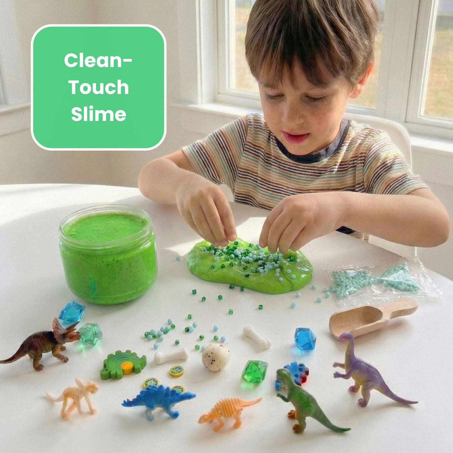 Dino Adventure Slime Jar Kit – Grab & Go Sensory Slime with Dinosaur Charms for Kids