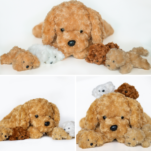 PlumoToys® Puppy Stuffed Animals for boys Ages 3 4 5 6 7 8 Years;1 Big Mommy Dog with 4 Mini Baby Dogs Cute Soft Plush Dog Stuffed Dog with Puppies Gift for boys girls (Puppy Dog)