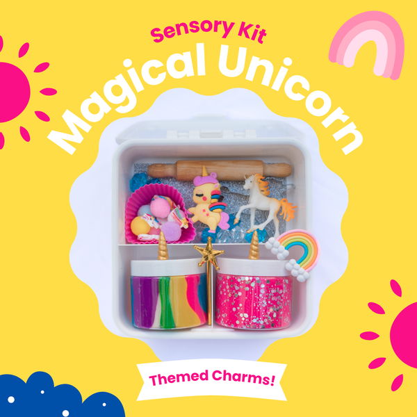 Unicorn Sensory Dough Kit for Kids – 2 Colorful Dough Jars with Charms, Tools – Sensory Toy, Arts and Crafts, Screen-Free Indoor Activity for Girls and Boys, Ages 3+ (Unicorn Theme)
