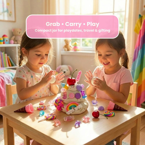 Candy Shop Sensory Dough Jar Kit for Kids - Pretend Play Activity with Sweet Treat Charms & Sprinkles - Travel Toy & Party Favor (Candy Shop)