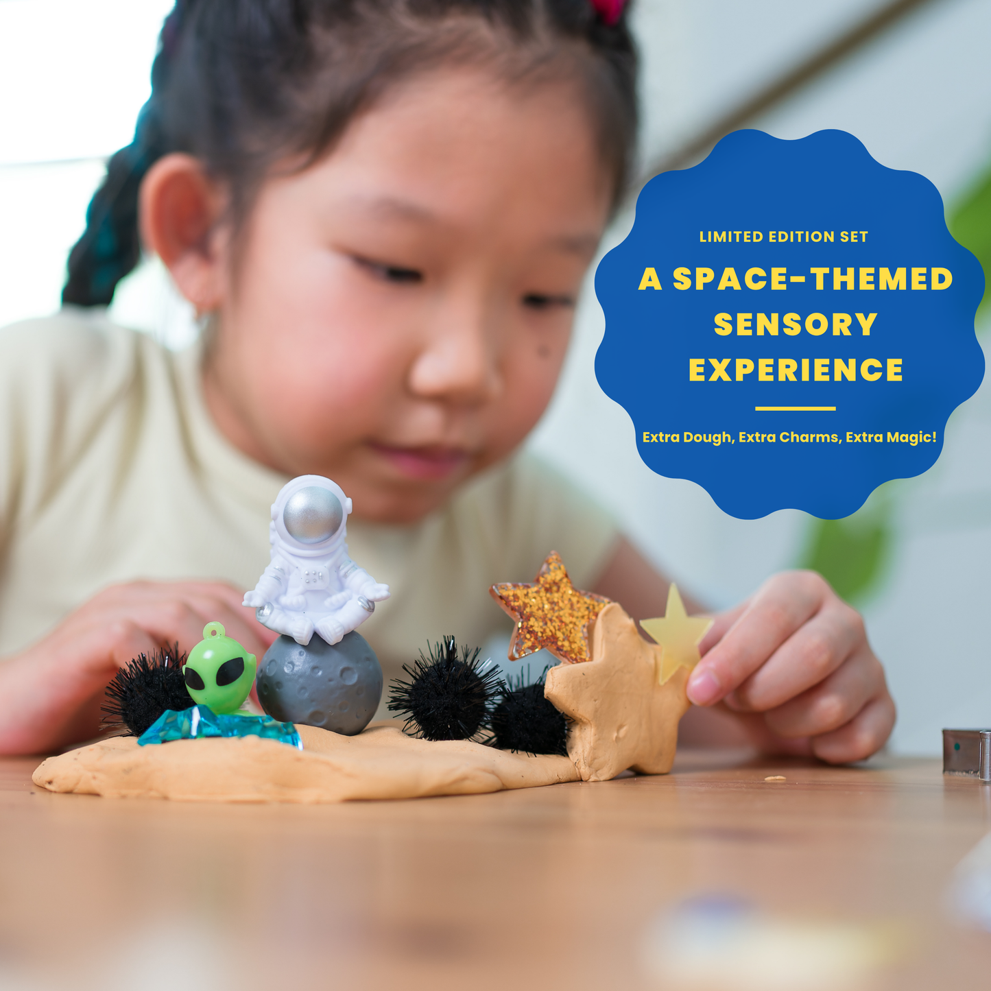Space Sensory Dough Kit for Kids – 2 Galactic Dough Jars with Space Charms, Tools – Sensory Toy, Arts and Crafts, Indoor Activity for Girls and Boys Ages 3+(Space Theme)