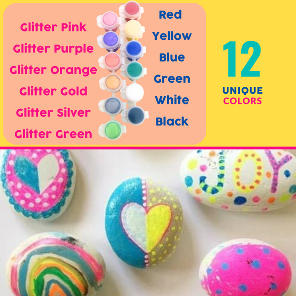 PlumoToys® Rock Painting Kit for Kids - Arts and Crafts for Girls & Boys Ages 6-12 - Craft Kits Art Set Supplies for Painting Rocks - Best Tween Paint Gift, Kids Activities Age 4 5 6 7 8 9 10