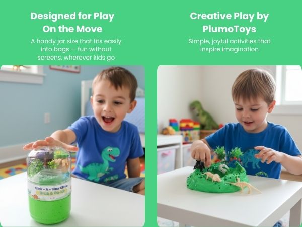 Dino Adventure Slime Jar Kit – Grab & Go Sensory Slime with Dinosaur Charms for Kids