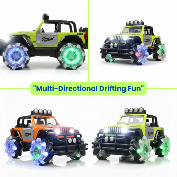 RC Stunt Drift Truck with LED Light-Up Wheels – 360° Rotation All-Terrain Remote Control Crawler Off-Road Vehicle Toy for Kids