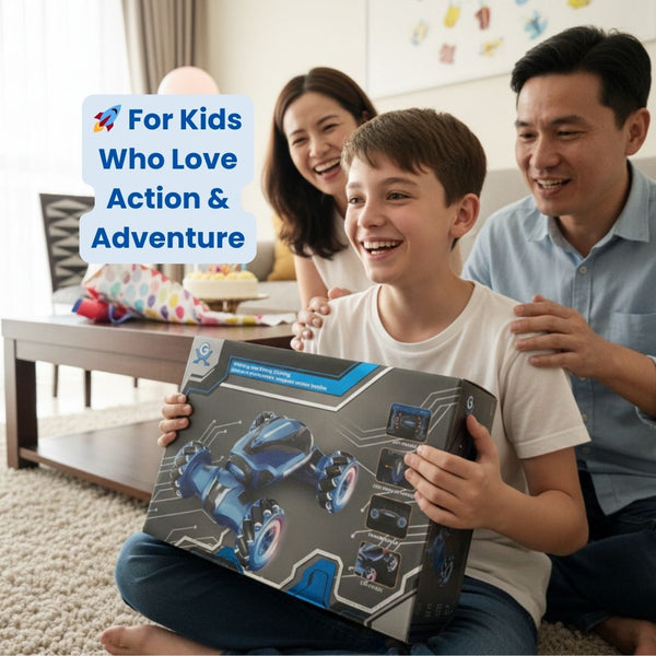 RC Deformation Stunt Car with Light Smoke & Gesture Control – Double-Sided 360° Flips Premium Remote Control Car Toy for Kids