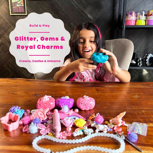 Pink Fairyland Dough Kit in Gift Box – Rainbow Princess Unicorn Theme | 4 Colors of Modeling Dough with Wooden Rolling Pin, Unicorn Cutter & Sparkling Charms (Pink Fairyland)