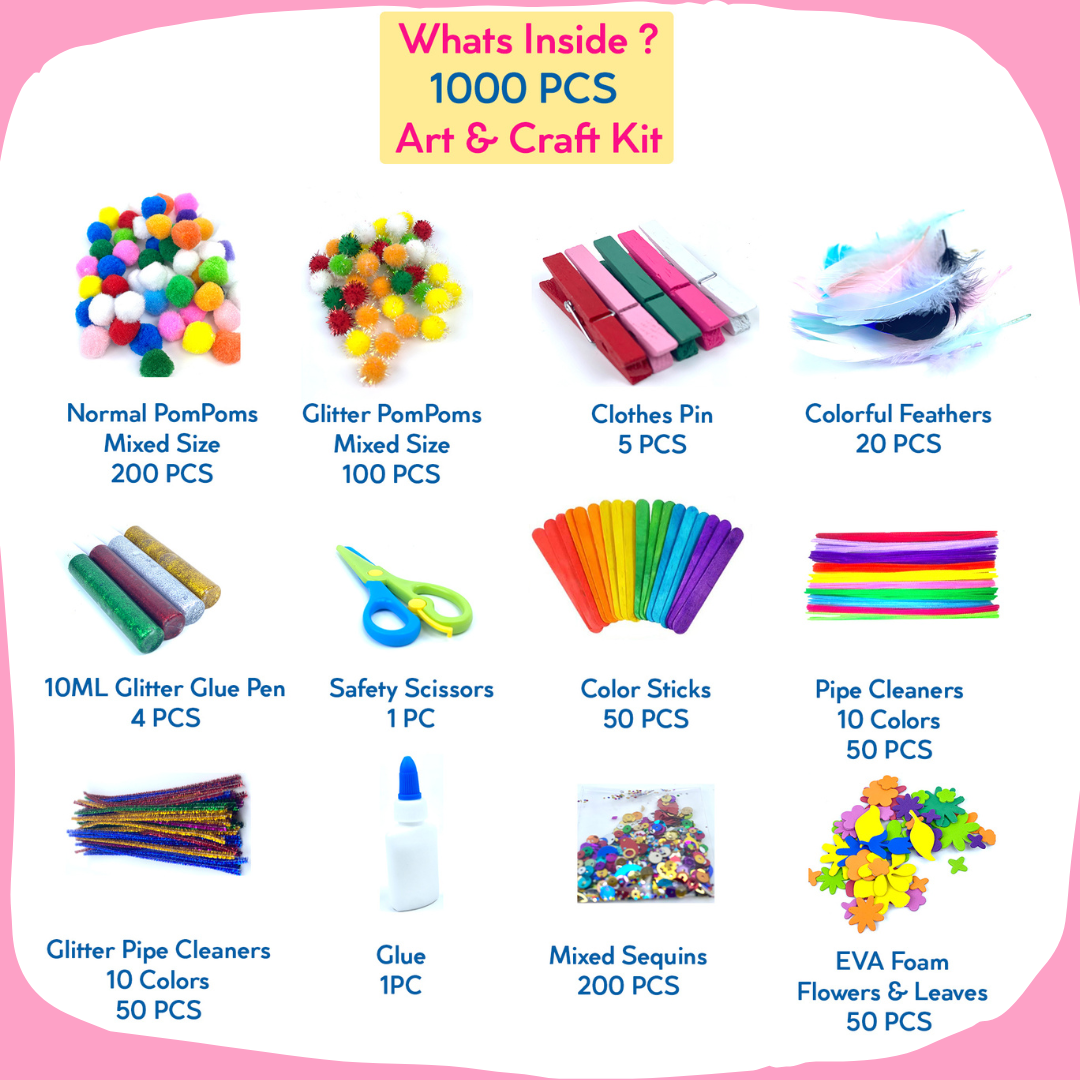 1000+ Pcs Kids Craft Box Kit Toddler Arts And Crafts For Kids